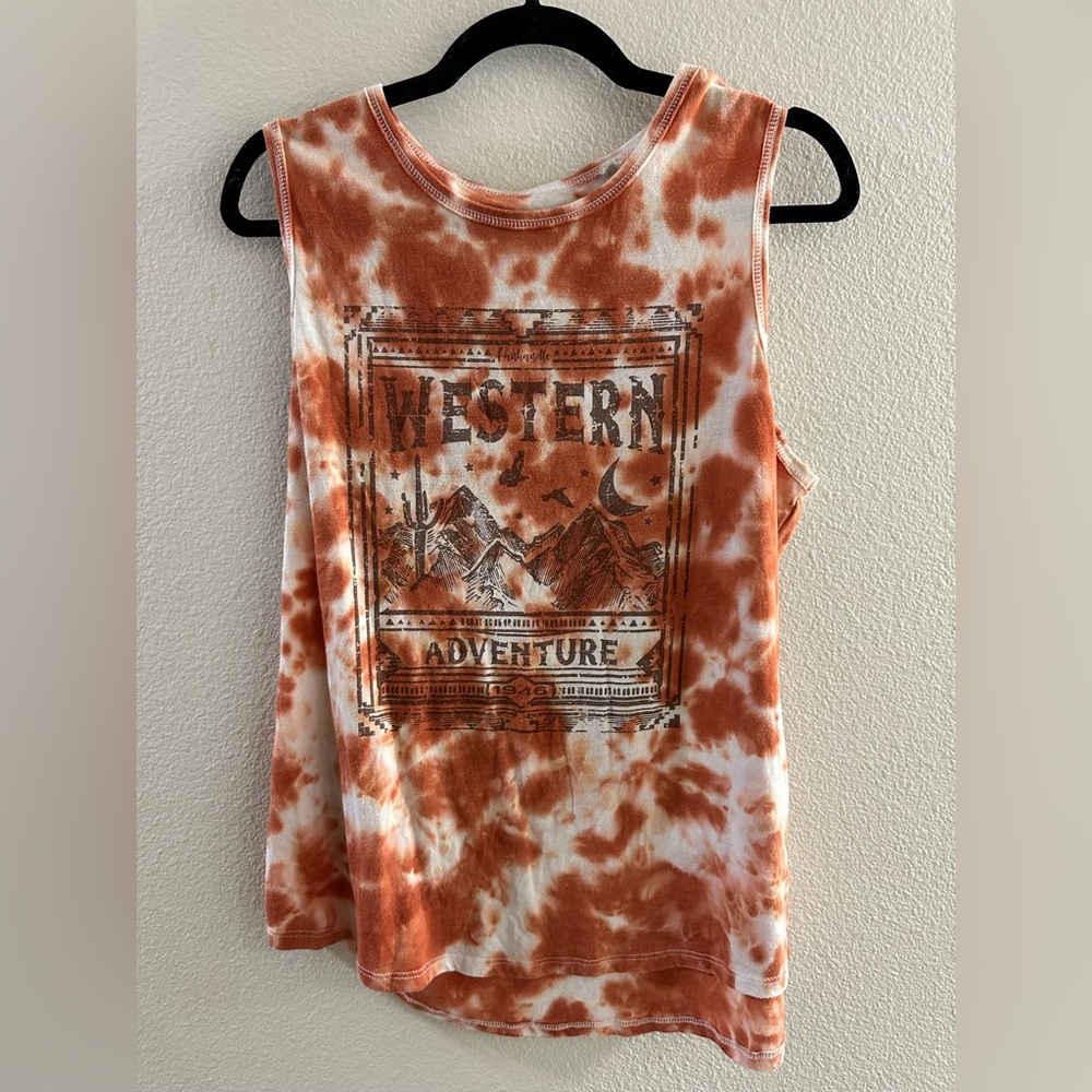 Western Adventure Graphic Tie-Dye Muscle Tee